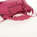 BALENCIAGA City Hand Bag Leather 2way Pink Silver 115748 Auth am9705V-10