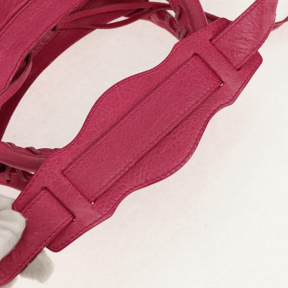 BALENCIAGA City Hand Bag Leather 2way Pink Silver 115748 Auth am9705V