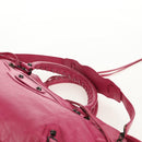 BALENCIAGA City Hand Bag Leather 2way Pink Silver 115748 Auth am9705V-12