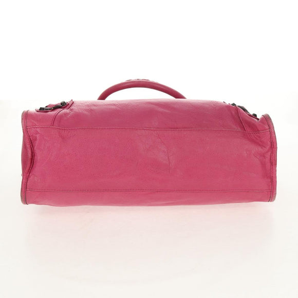 BALENCIAGA City Hand Bag Leather 2way Pink Silver 115748 Auth am9705V