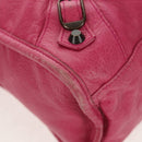 BALENCIAGA City Hand Bag Leather 2way Pink Silver 115748 Auth am9705V-15