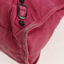 BALENCIAGA City Hand Bag Leather 2way Pink Silver 115748 Auth am9705V-16