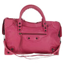 BALENCIAGA City Hand Bag Leather 2way Pink Silver 115748 Auth am9705V-2