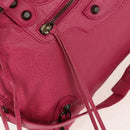 BALENCIAGA City Hand Bag Leather 2way Pink Silver 115748 Auth am9705V-22