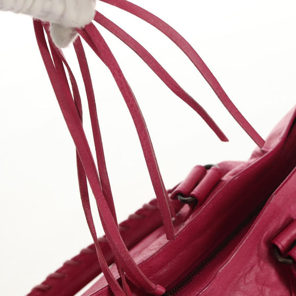 BALENCIAGA City Hand Bag Leather 2way Pink Silver 115748 Auth am9705V