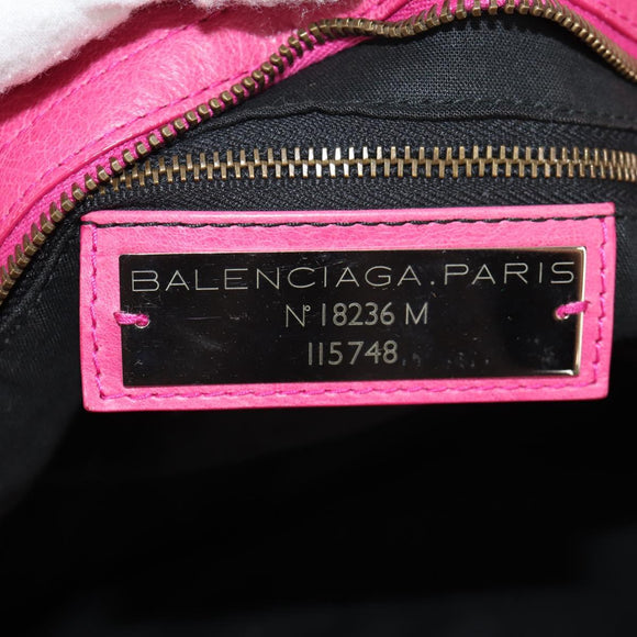 BALENCIAGA City Hand Bag Leather 2way Pink Silver 115748 Auth am9705V