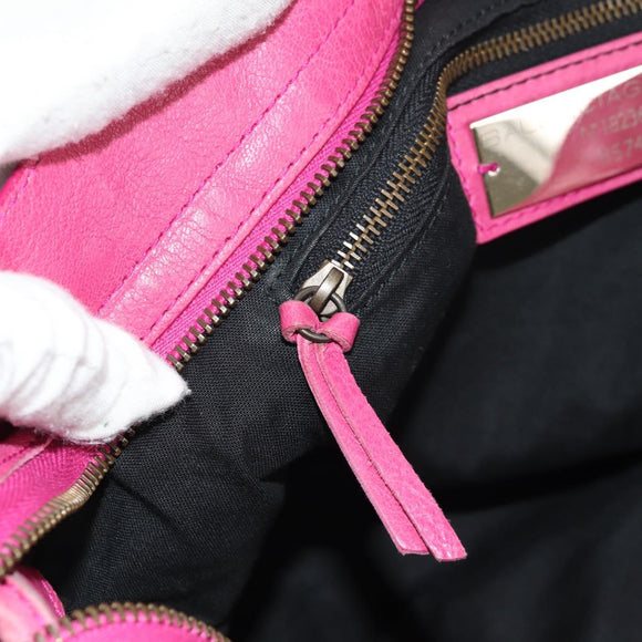 BALENCIAGA City Hand Bag Leather 2way Pink Silver 115748 Auth am9705V