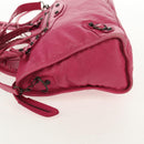 BALENCIAGA City Hand Bag Leather 2way Pink Silver 115748 Auth am9705V-5