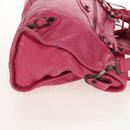 BALENCIAGA City Hand Bag Leather 2way Pink Silver 115748 Auth am9705V-6
