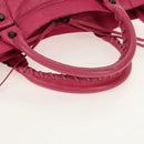BALENCIAGA City Hand Bag Leather 2way Pink Silver 115748 Auth am9705V-8