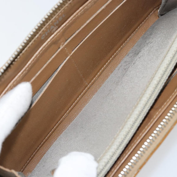 CHANEL Matelasse COCO Mark Long Wallet Patent leather Brown CC Auth am9714