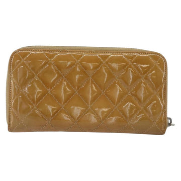 CHANEL Matelasse COCO Mark Long Wallet Patent leather Brown CC Auth am9714 - 0