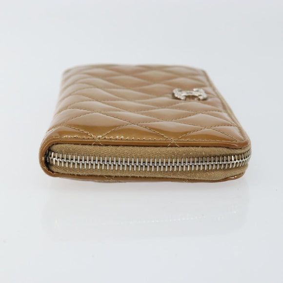 CHANEL Matelasse COCO Mark Long Wallet Patent leather Brown CC Auth am9714