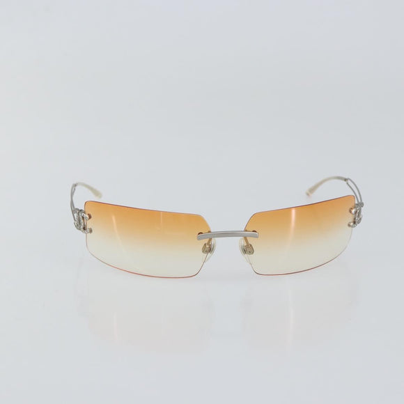 CHANEL COCO Mark Sunglasses metal Silver CC Auth am9715