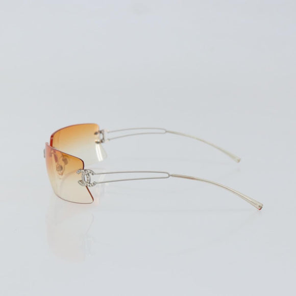 CHANEL COCO Mark Sunglasses metal Silver CC Auth am9715