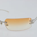 CHANEL COCO Mark Sunglasses metal Silver CC Auth am9715-6