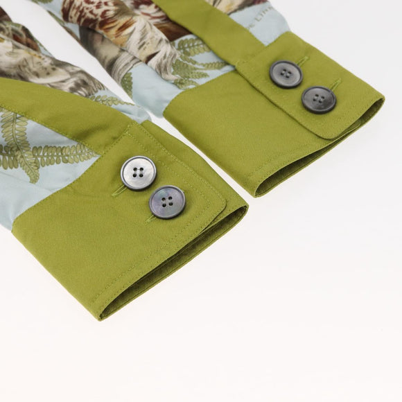 HERMES Long Sleeved T Shirt Silk ""H de LINARES"" Green Auth am9718