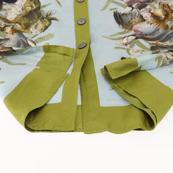 HERMES Long Sleeved T Shirt Silk ""H de LINARES"" Green Auth am9718