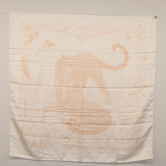 HERMES Carre 90 Scarf Silk ”JUNGLE LOVE” Orange Auth am9719