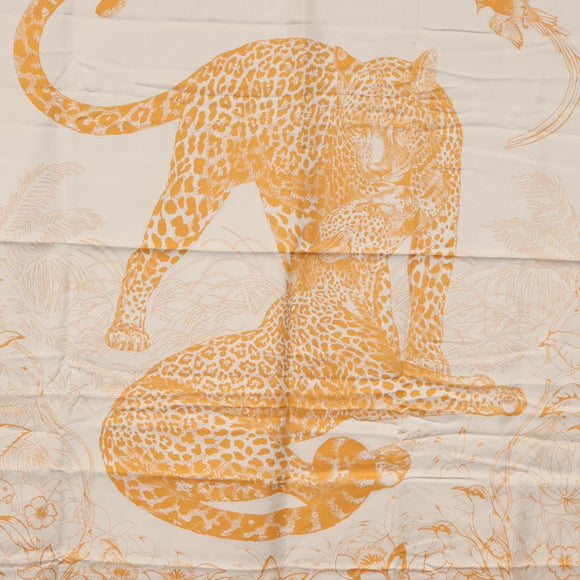 HERMES Carre 90 Scarf Silk ”JUNGLE LOVE” Orange Auth am9719