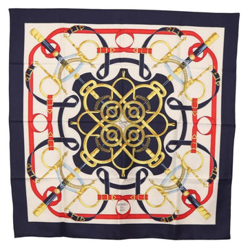 HERMES Carre 90 Scarf Silk ”Eperon d'Or” Navy Auth am9720