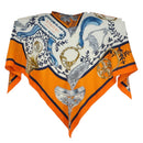 HERMES ETRIERS Triangle Geant Scarf Cashmere Orange Auth am9721M-1