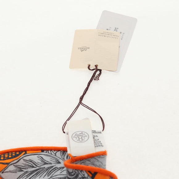 HERMES ETRIERS Triangle Geant Scarf Cashmere Orange Auth am9721M