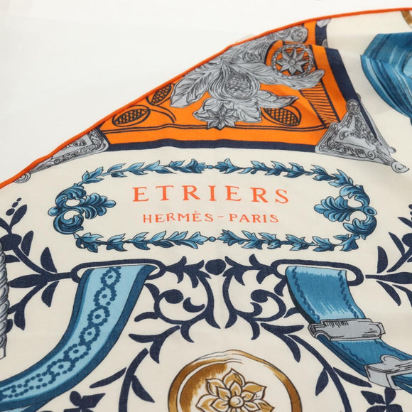 HERMES ETRIERS Triangle Geant Scarf Cashmere Orange Auth am9721M