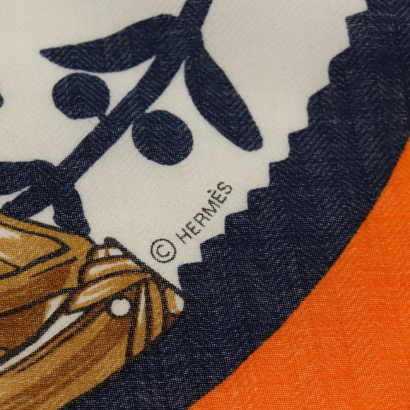 HERMES ETRIERS Triangle Geant Scarf Cashmere Orange Auth am9721M