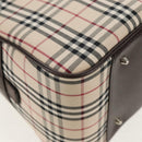 BURBERRY Nova Check Boston Bag Canvas Beige Silver Auth am9746A-9