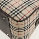 BURBERRY Nova Check Boston Bag Canvas Beige Silver Auth am9746A-14