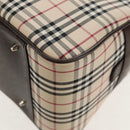 BURBERRY Nova Check Boston Bag Canvas Beige Silver Auth am9746A-16