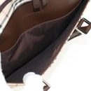 BURBERRY Nova Check Boston Bag Canvas Beige Silver Auth am9746A-18