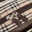 BURBERRY Nova Check Boston Bag Canvas Beige Silver Auth am9746A-10