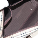 BURBERRY Nova Check Boston Bag Canvas Beige Silver Auth am9746A-12