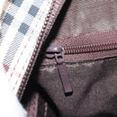 BURBERRY Nova Check Boston Bag Canvas Beige Silver Auth am9746A-22