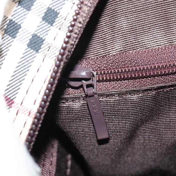 BURBERRY Nova Check Boston Bag Canvas Beige Silver Auth am9746A