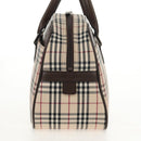BURBERRY Nova Check Boston Bag Canvas Beige Silver Auth am9746A-3