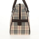 BURBERRY Nova Check Boston Bag Canvas Beige Silver Auth am9746A-4