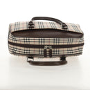BURBERRY Nova Check Boston Bag Canvas Beige Silver Auth am9746A-6