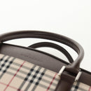 BURBERRY Nova Check Boston Bag Canvas Beige Silver Auth am9746A-8