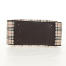 BURBERRY Nova Check Boston Bag Canvas Beige Silver Auth am9746A-5