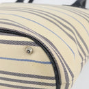 BURBERRY Tote Bag Canvas Ivory Silver Auth am9747-15