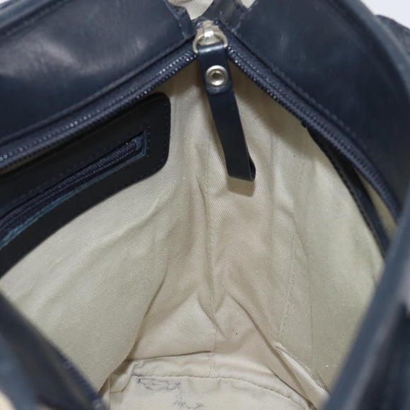 BURBERRY Tote Bag Canvas Ivory Silver Auth am9747