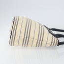 BURBERRY Tote Bag Canvas Ivory Silver Auth am9747-3