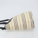 BURBERRY Tote Bag Canvas Ivory Silver Auth am9747-4