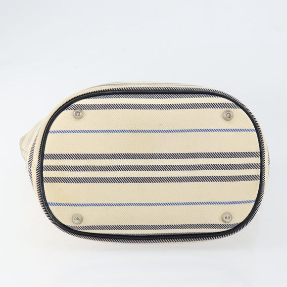 BURBERRY Tote Bag Canvas Ivory Silver Auth am9747