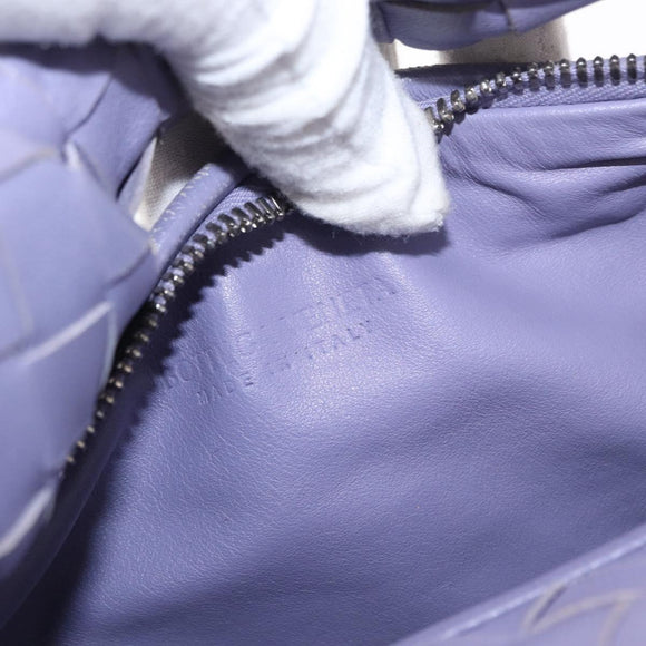 BOTTEGA VENETA INTRECCIATO Hand Bag Leather Purple Silver Auth am9749V