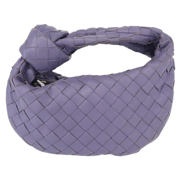 BOTTEGA VENETA INTRECCIATO Hand Bag Leather Purple Silver Auth am9749V