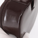 GUCCI Vanity Pouch Enamel Brown Silver Auth am9751-10